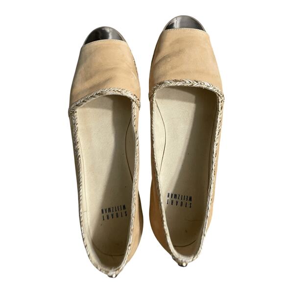 Stuart Weitzman Basic Nude Gold Espadrille Flats Preppy Minimalist Future 8.5 - Picture 1 of 6